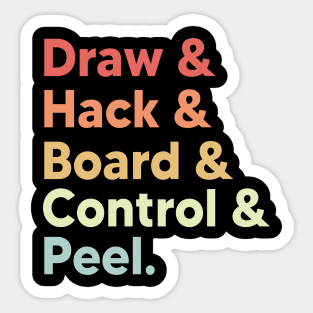 Curling meme draw hack board control peel retro curling Sticker